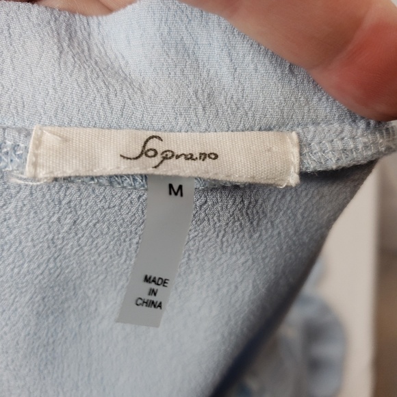 Soprano Blue Off Shoulder ¾ Sleeve Blouse Med - Picture 3 of 4